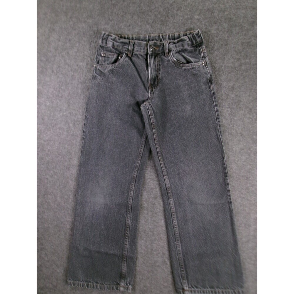 Faded Glory Jean Youth 12 Black Straight Leg Relaxed Fit Causal Dark Wash Baggy